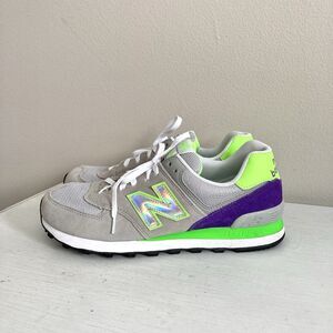 New Balance 574 Womens Hologram Pack Sneaker Shoes Gray Green Purple Size 9